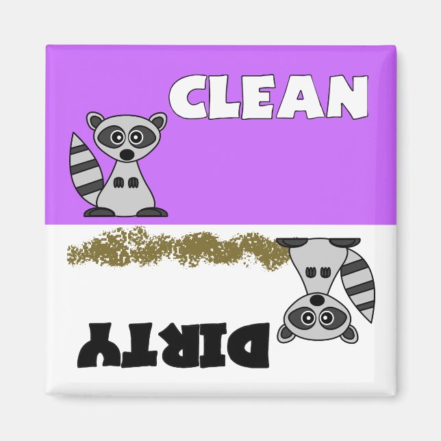 Cute Raccoon Clean / Dirty Dishwasher Magnet (Front)