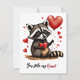 Cute raccoon custom valentine holiday card