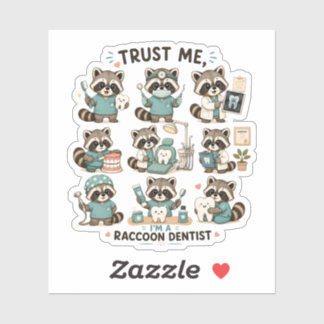 Cute Raccoon Dentist Sticker Collection