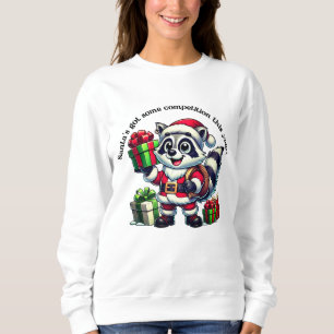 Cute raccoon dressed as Santa with colorful gifts Sweatshirt