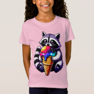 Cute Raccoon Eating A Space Cream Cone T-Shirt