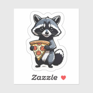 Cute Raccoon Eating Pizza Sticker