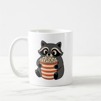 Cute Raccoon Eating Popcorn Movie Night Coffee Mug