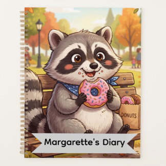 Cute Raccoon Eating Strawberry Donut | Personalize Planner
