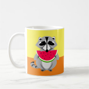 Cute raccoon Eating Watermelon Coffee Mug