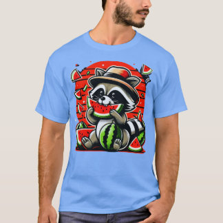 Cute Raccoon Eating Watermelon Fruit Summer Men Wo T-Shirt