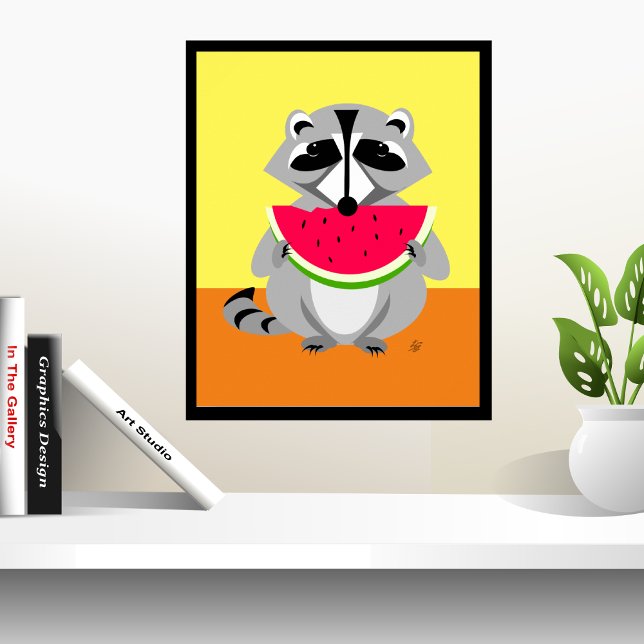 Cute raccoon Eating Watermelon Poster (Creator Uploaded)