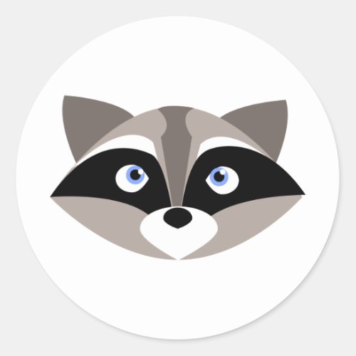 Cute Raccoon Face Classic Round Sticker