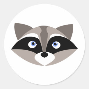 Cute Raccoon Face Classic Round Sticker