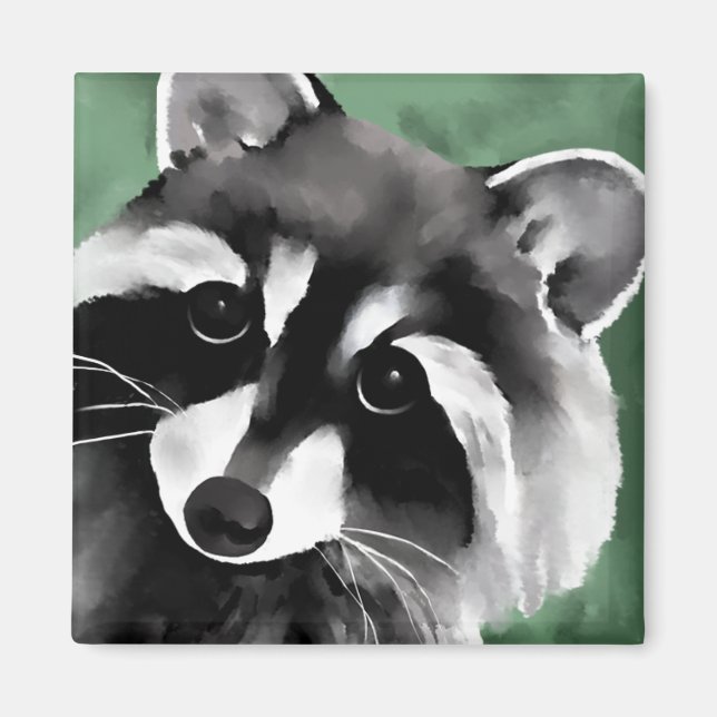 Cute Raccoon Face Magnet (Front)