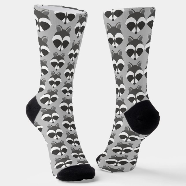 Cute Raccoon Face Pattern Animal Socks (Angled)