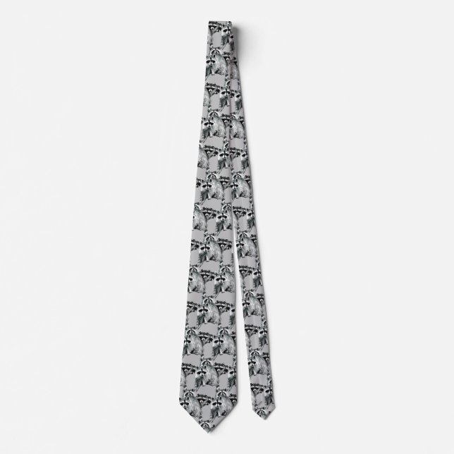 Cute Raccoon Family Animal Nature Art Neck Tie (Front)