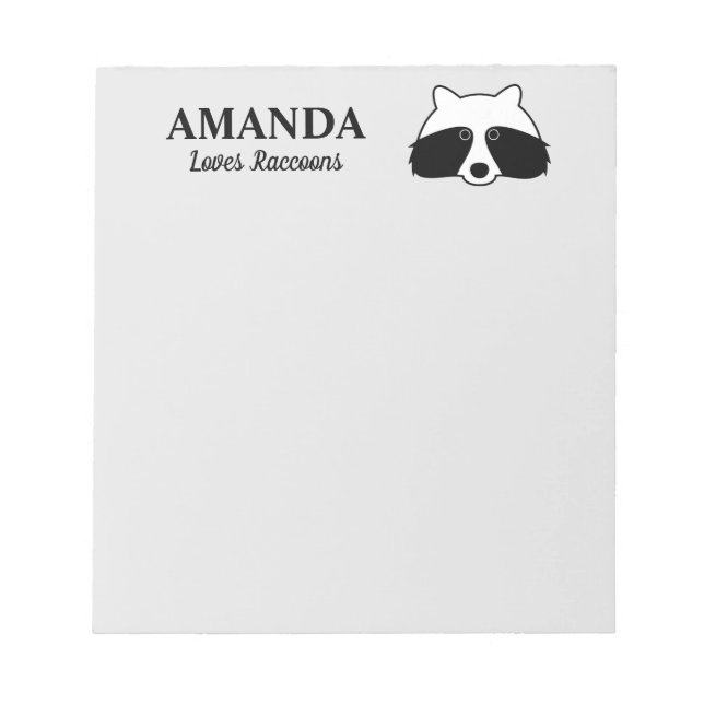 Cute raccoon forest animal custom writing note pad (Front)