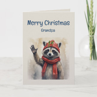 Cute Raccoon Fun Animal Grandpa Christmas Card