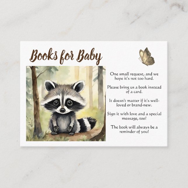 Cute Raccoon Gender Neutral Books for Baby  Enclosure Card (Front)
