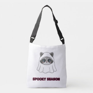 Cute Raccoon Ghost Spooky Season Halloween Sweatsh Crossbody Bag