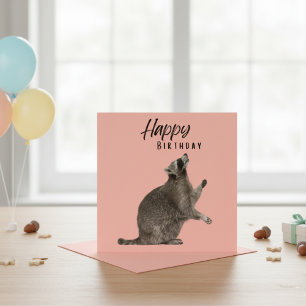 Cute Raccoon Happy Birthday Card