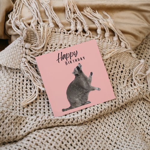 Cute Raccoon Happy Birthday Card