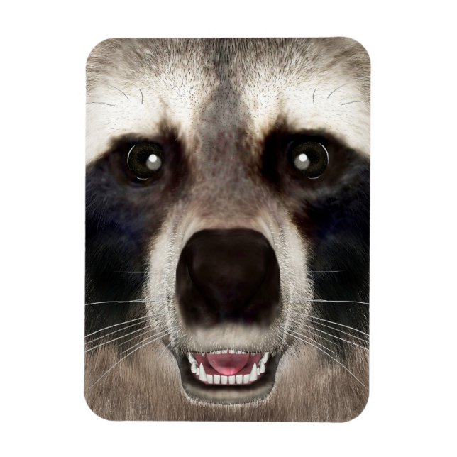 Cute Raccoon Head Funny Animal Portrait Magnet (Vertical)