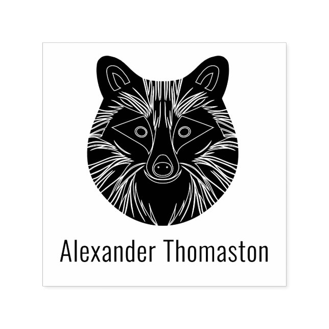 Cute Raccoon Head Name Self-inking Stamp (Design)