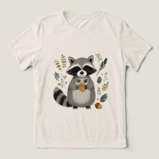 Cute Raccoon Holding Acorn Tri-Blend Shirt