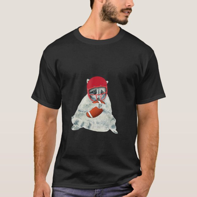 Cute Raccoon Hug Football Game Day Spost T-Shirt (Front)