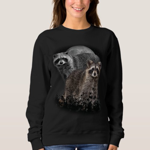 Cute Raccoon Illustration Moon funny Raccoon Lover Sweatshirt