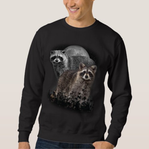 Cute Raccoon Illustration Moon funny Raccoon Lover Sweatshirt