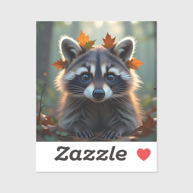 Cute Raccoon in Fall Leaves Sticker (Sheet)