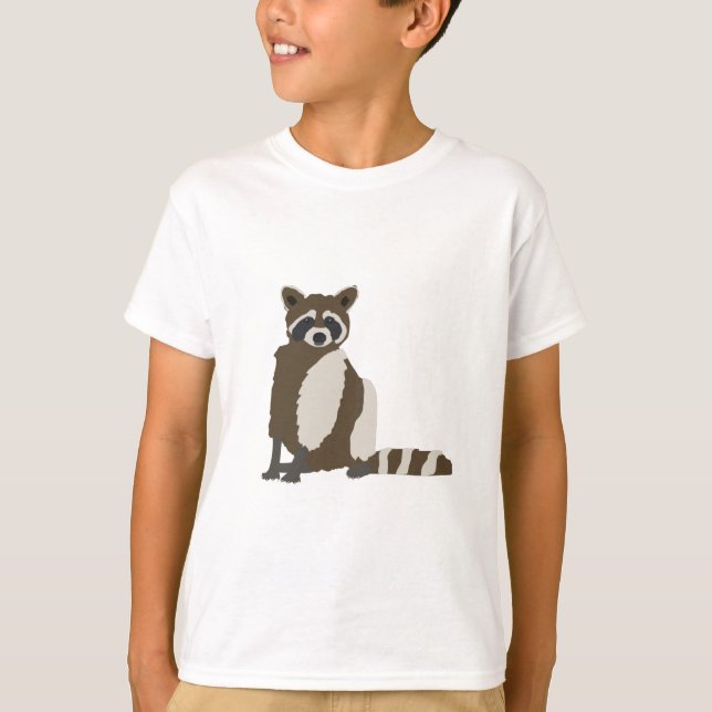 Cute Raccoon in Pine Forest Illustration T-Shirt (Front)