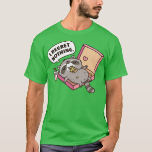 Cute Raccoon In Pizza Box I Regret Nothing Funny T-Shirt