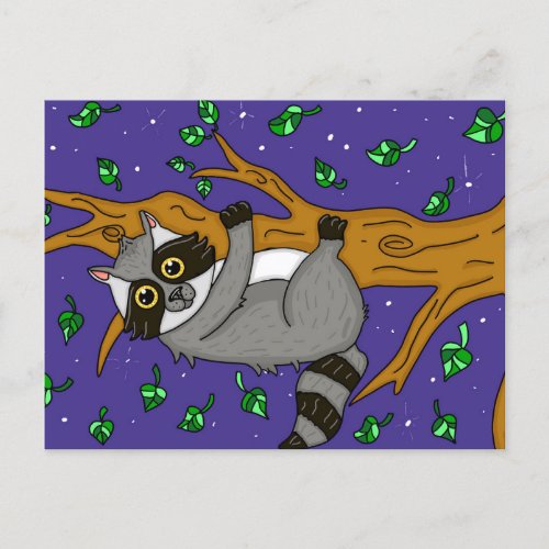 Cute Raccoon in Tree Just saying Hello Postcard
