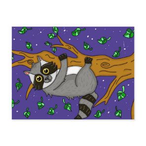 Cute Raccoon in Tree, Just saying Hello Postcard