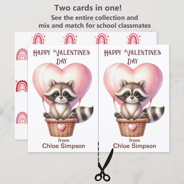 Cute Raccoon Kid's Valentine Classroom Card (Creator Uploaded)