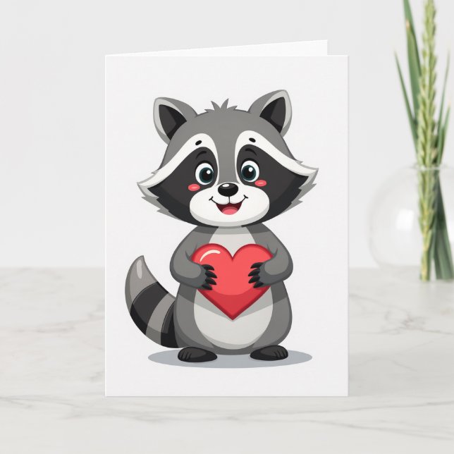 Cute Raccoon Love Card (Front)