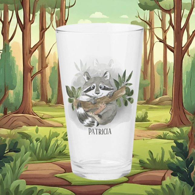 cute raccoon lover add name  glass (Creator Uploaded)