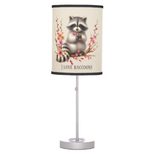 Cute raccoon lovers add text table lamp