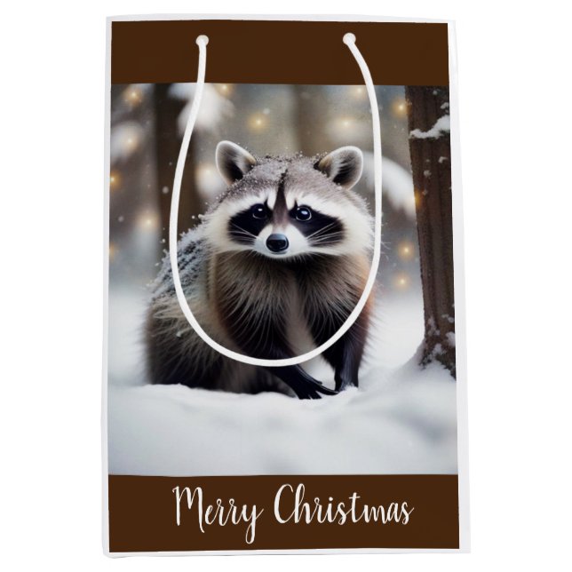 Cute Raccoon Medium Gift Bag (Front)