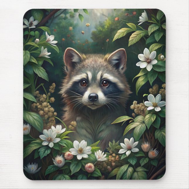 Cute Raccoon Mouse Pad (Front)