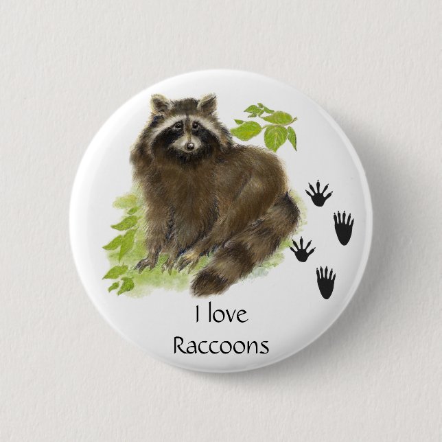 Cute Raccoon Nature Button (Front)