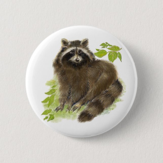 Cute Raccoon Nature Button (Front)