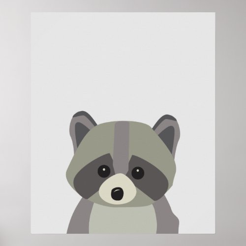 Cute Raccoon Neutral Nursery Art Poster
