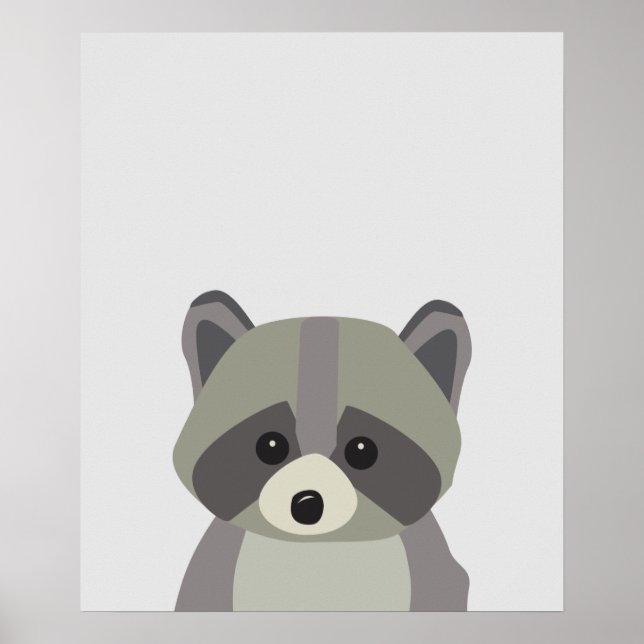 Cute Raccoon Neutral Nursery Art Poster (Front)