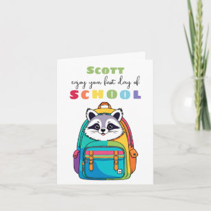cute raccoon New School Starter Card Son Daughter