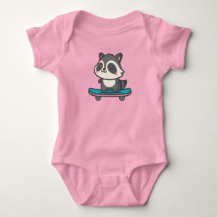Cute Raccoon on a Skateboard Baby Bodysuit