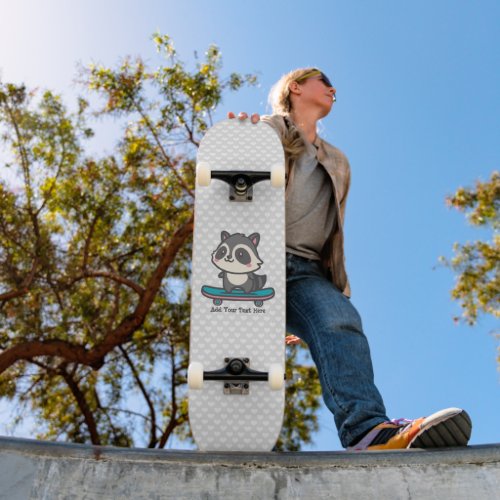 Cute Raccoon on a Skateboard Personalized Text 