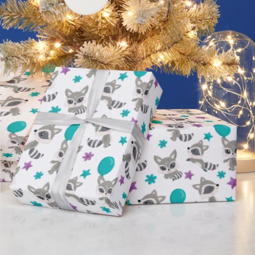 Cute Raccoon Pattern Wrapping Paper