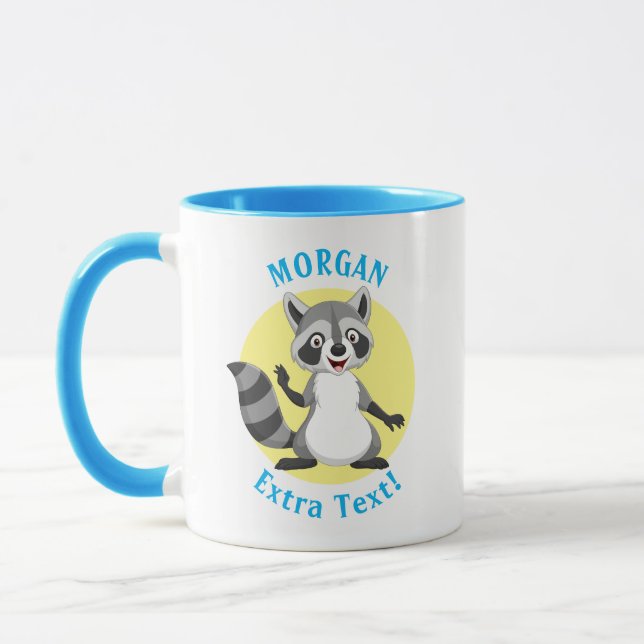 Cute Raccoon, Personalize Name & Message Mug (Left)