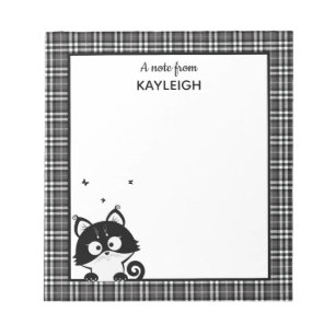 Cute Raccoon Plaid Notepad