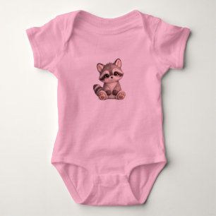 Cute Raccoon Plush Baby girl T-Shirt  Gift Design Bodysuit